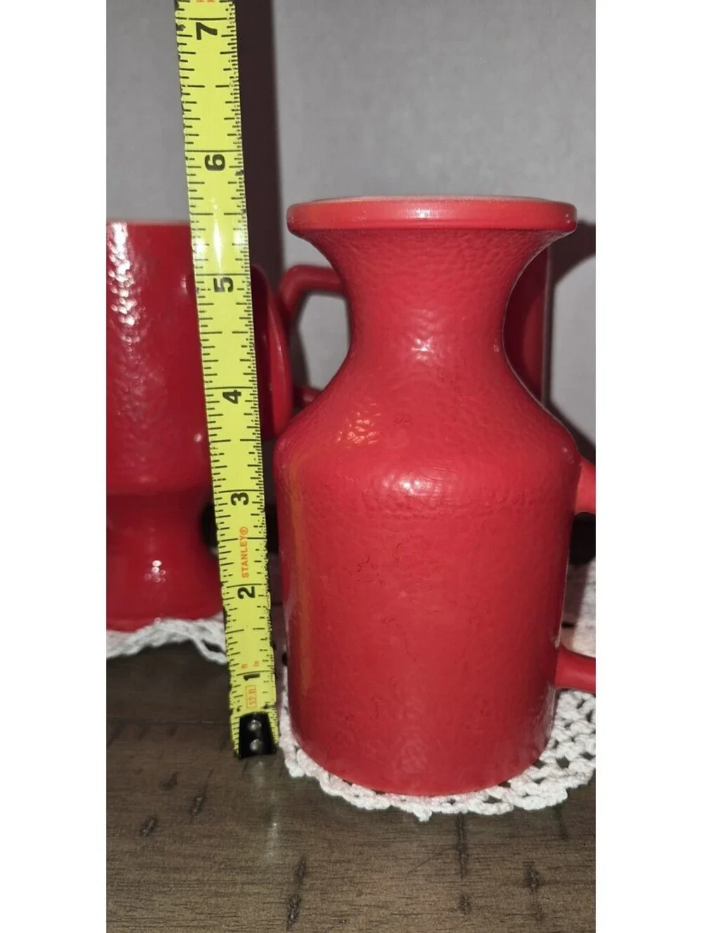 4 Vintage Red Hazel Atlas Orange Peel Mugs Pedestal Coffee Cup 5 1/2